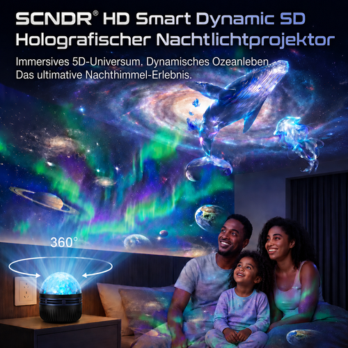 Offizieller Shop | 🌹🎁 SCNDR® 360° Smarter holografischer Sternenhimmel‑Projektor (HD Smart Dynamic 5D)